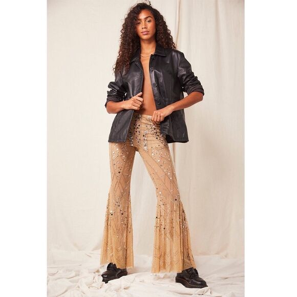 Free People Center Stage Embellished Flare Pants - Picture 2 of 10
